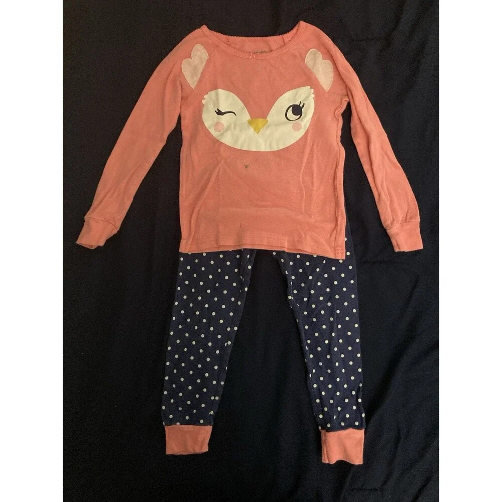 4T Carter’s girl clothes - 2 piece outfit | polka dot and bird theme